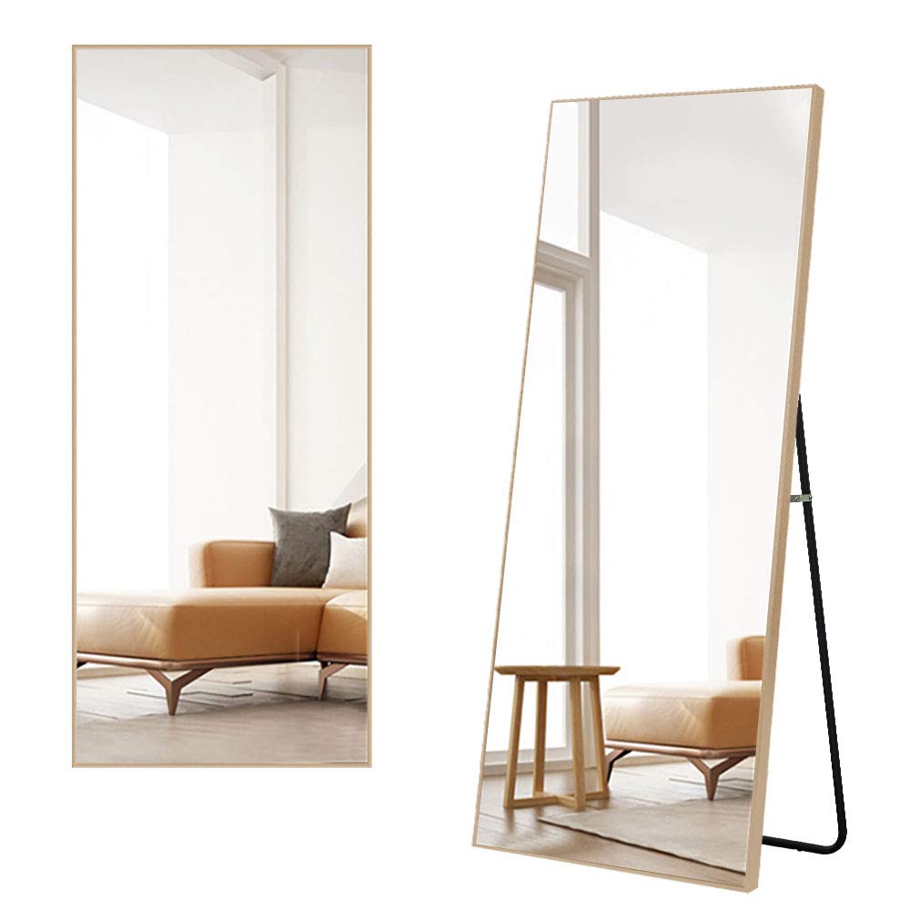 全身鏡 大型160cmx80cm 鏡 スタンドミラー姿見鏡 おしゃれ（ゴールド）