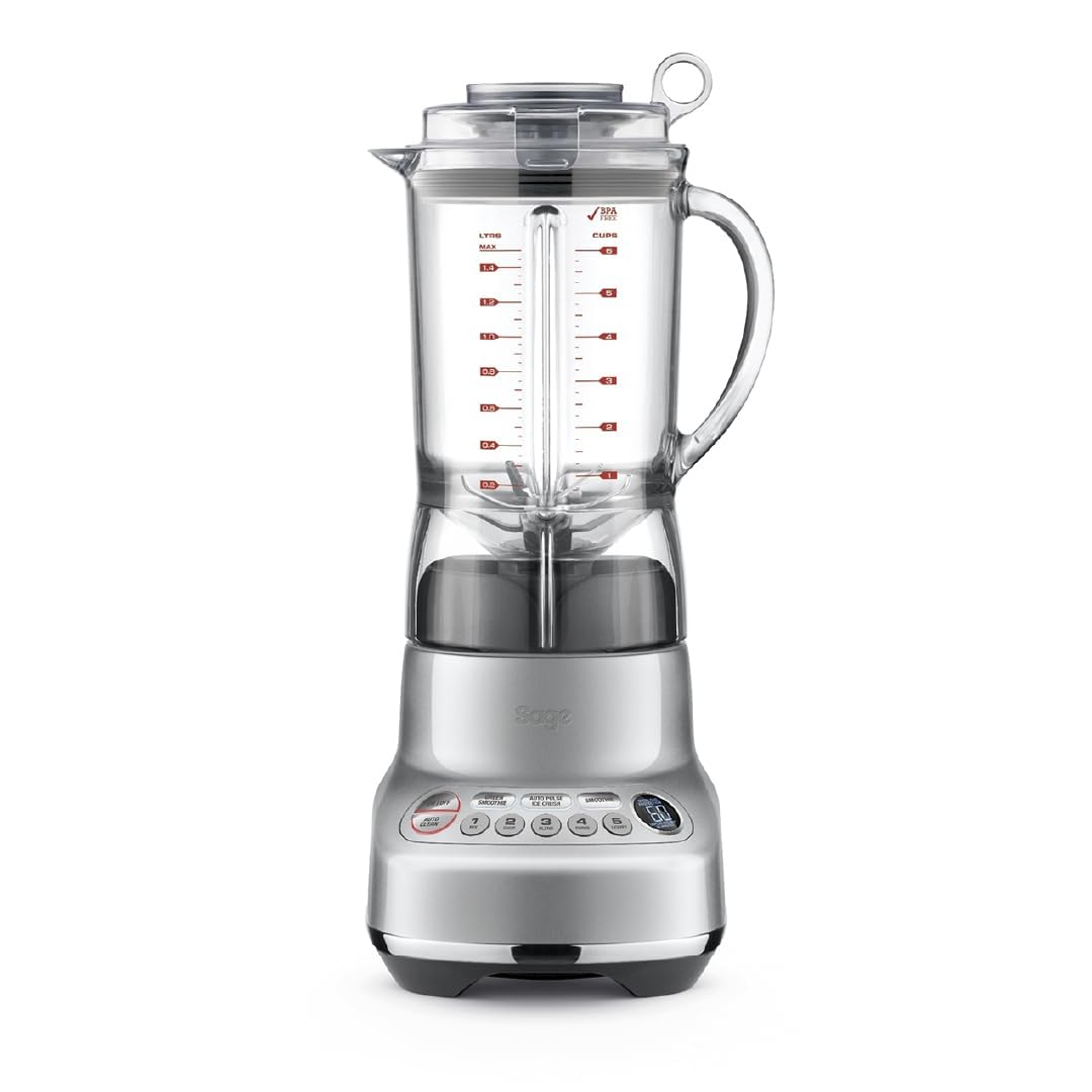Sage - The Fresh & Furious Blender –1.5L BPA-Free Tritan Jug, Smoothie and Ice Crush Presets, 5 Speeds, LCD Display, Auto Clean – Stainless Steel- UAE Version, 2 Year Manufacturer Warranty