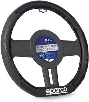 SPARCO SPS113 Steering Wheel Cover Flat Bottom Black - Compatible with Citroen/Peugeot/Renault/Toyota/Volkswagen
