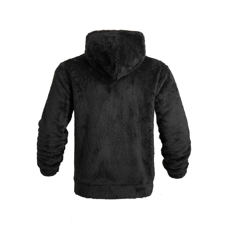 Mens Fuzzy Hoodie Reversible Fleece Hooded Jacket Full Zip Hoodies Sweatshirt Cozy Warm Coat Fall Winter Outwear Unisex4