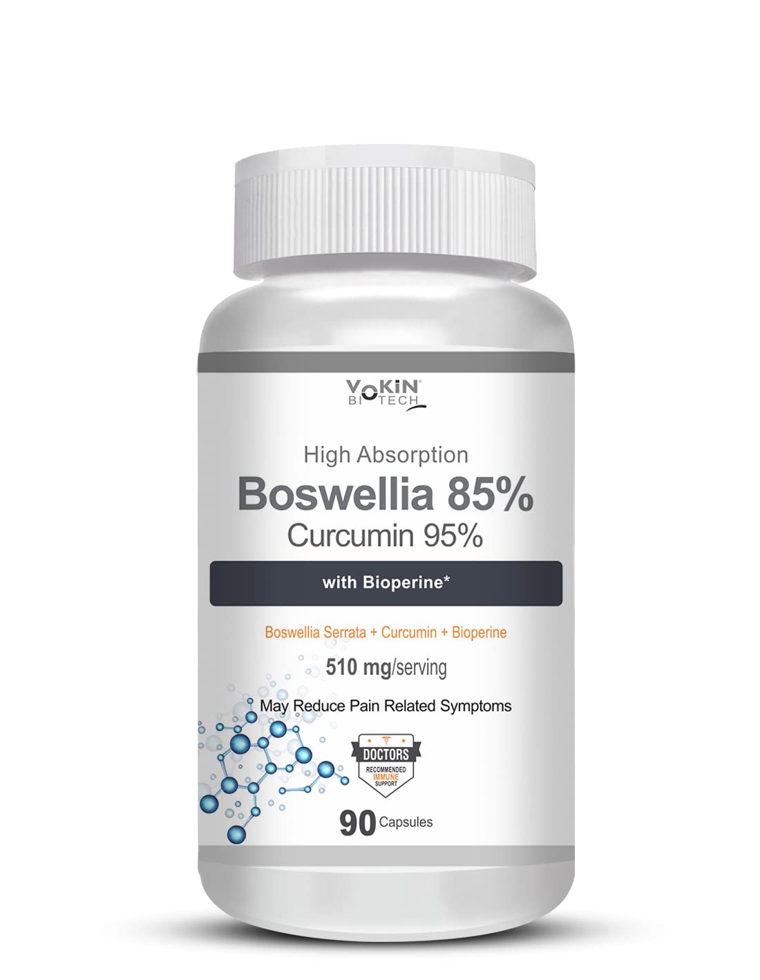 Vokin Biotech Boswellia Serrata and Curcumin with Bioperine - 90 Capsules (Pack of 1)