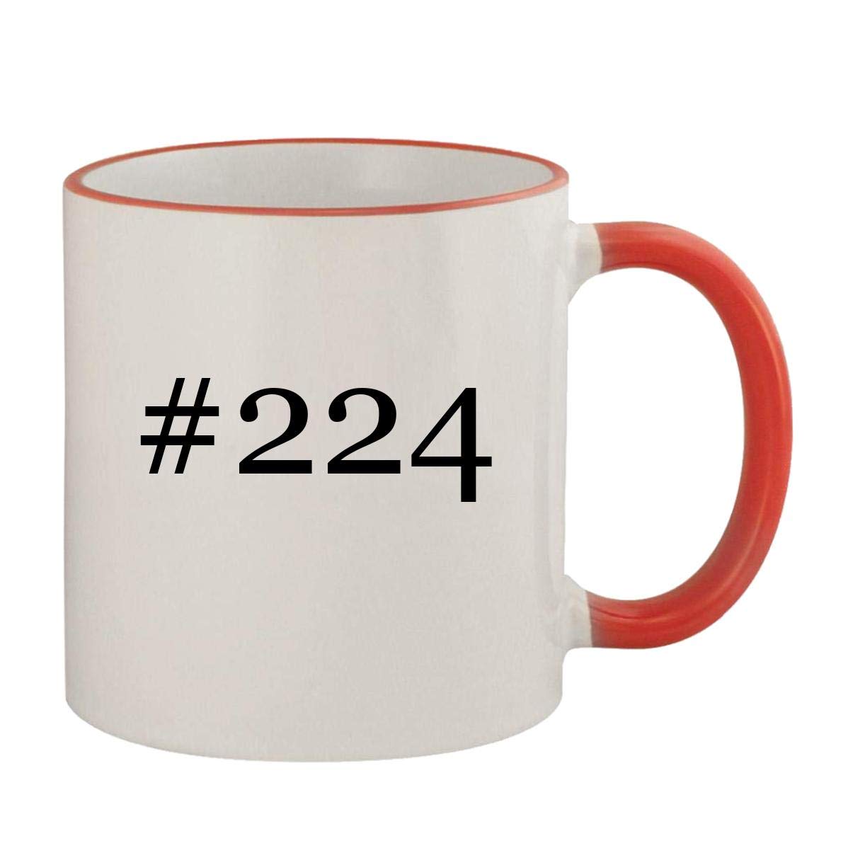 #224-11oz Ceramic Colored Rim & Handle Coffee Mug, Red