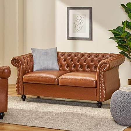 Home Reserve Solid Sal Wood 2 Seater Chesterfield Sofa Leatherette ...