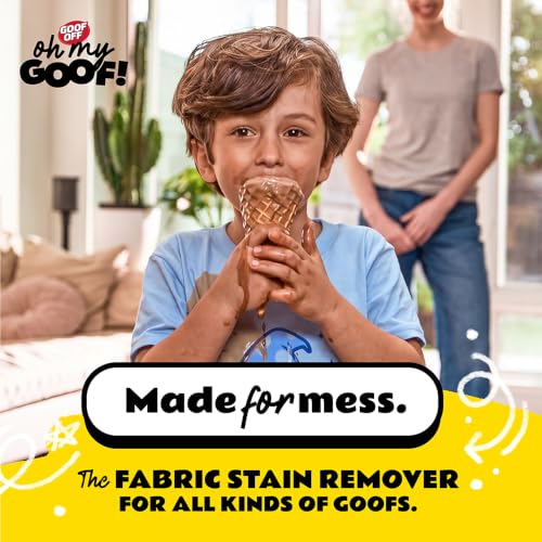Image of oh my GOOF! Mess Magic Fabric Stain Remover, 8 oz. Foam Stain Remover with Built-In Silicone Scrubber, Helps Remove Food, Marker, Crayon and Ink Marks