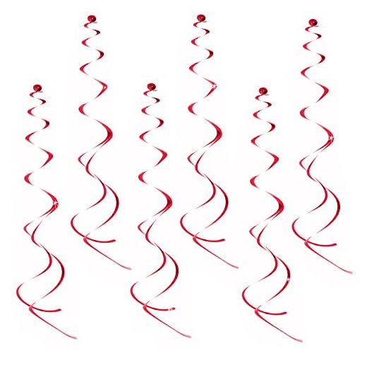 Oblique Unique® Lot de 6 guirlandes en spirale à suspendre - Couleur au choix (rouge)