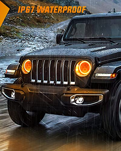 Image of Nilight 2PCS 7 Inch LED Halo Headlights w /Turn Signal Amber White DRL High Low Beam Round Headlamp for 2007-2018 Wrangler JK JKU 1997-2006 TJ Rubicon Sahara Motorbikes