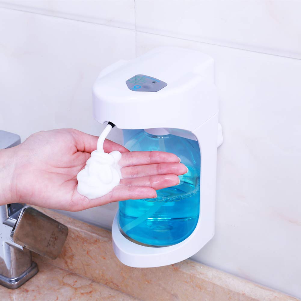 Automatyczny dozownik mydła bezdotykowy, automatyczny dozownik płynu do naczyń do naczyń kuchnia łazienka - 500 ml inteligentny stół łazienkowy/balsam ścienny biały