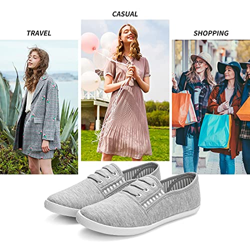 Women's Canvas Slip-on Sneakers - Casual Walking & Tennis Shoes - Flat, Non-slip Work Shoes (Grey, US6) by Shupua - Used condition - Image 2