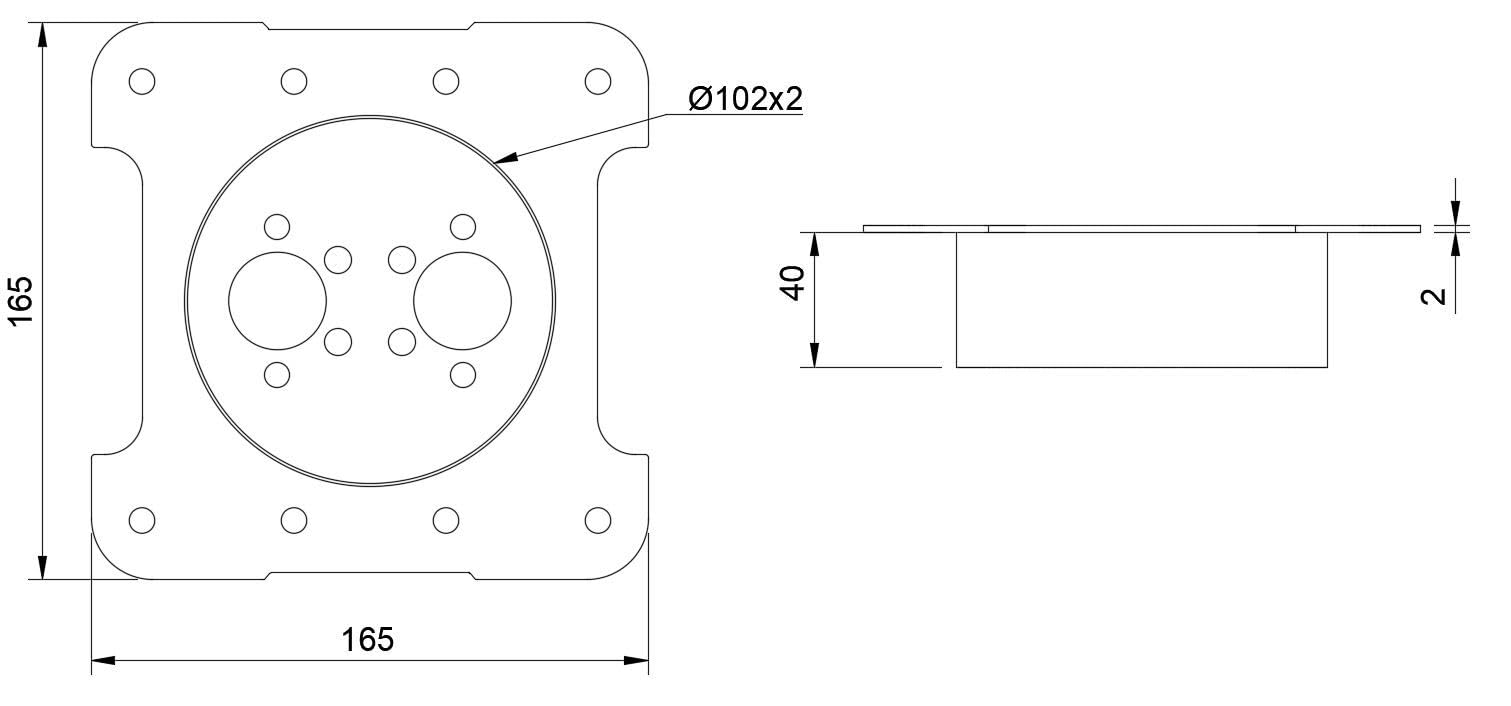 Autoterm Einbauflansch RUND für Standheizungen, für Böden 40mm, aus Edelstahl für Air, Planar, Webasto, Eberspächer o.ä, 40mm Bodentiefe