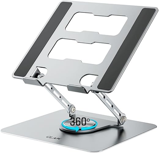 CLAW Lift Pro X11 Laptop Stand with 360° Rotating Base, Multi-Angle Adjustment, Heavy-Duty Steel Frame, Anti-Slip Silicone Pads, Foldable Design,…