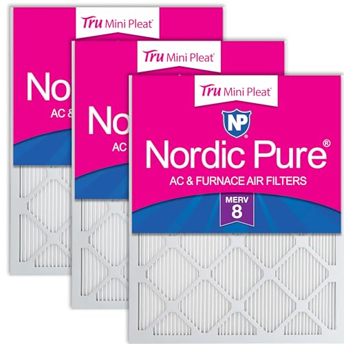 Image of Nordic Pure 15x20x1 Tru Mini Pleat MERV 8 AC Furnace Air Filters 3 Pack | Actual Size: 14 1 /2 x 19 1 /2 x 3 /4 Made in USA, 2.5x More Pleats, Larger Airborne Particles, Lint, Dust & Pollen