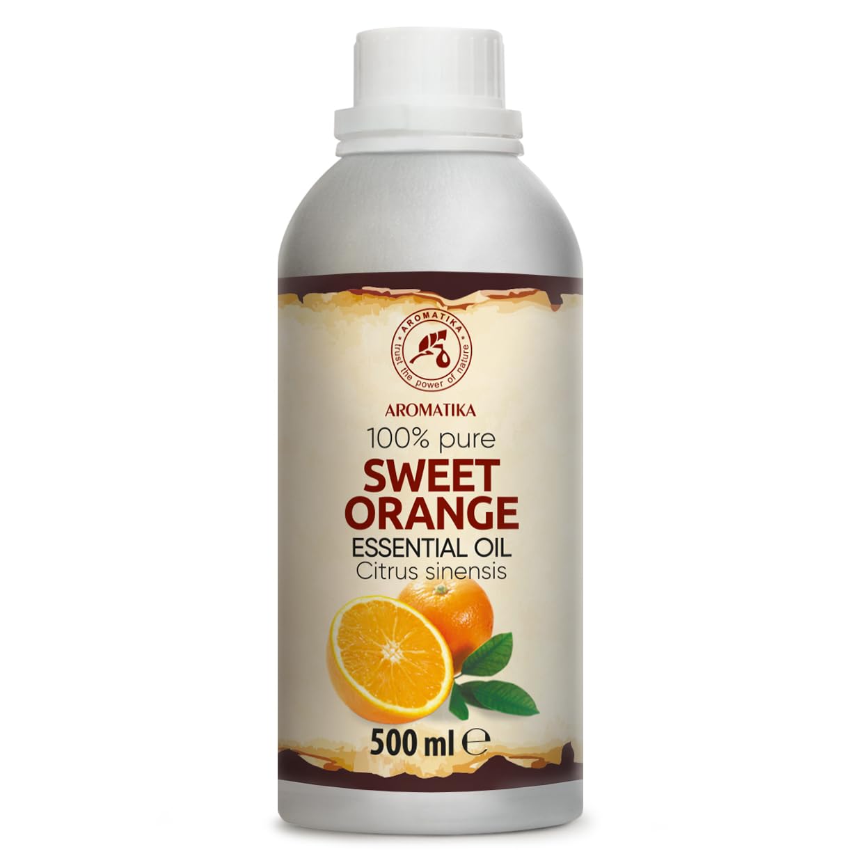 Olio Essenziale di Arancia Dolce 500 ml - Citrus Sinensis - Naturale e Puro - Olio di Arancia per Diffusori - Profumi per la Casa - Saponi e Candele - Sauna - Aroma di Agrumi - Aromaterapia