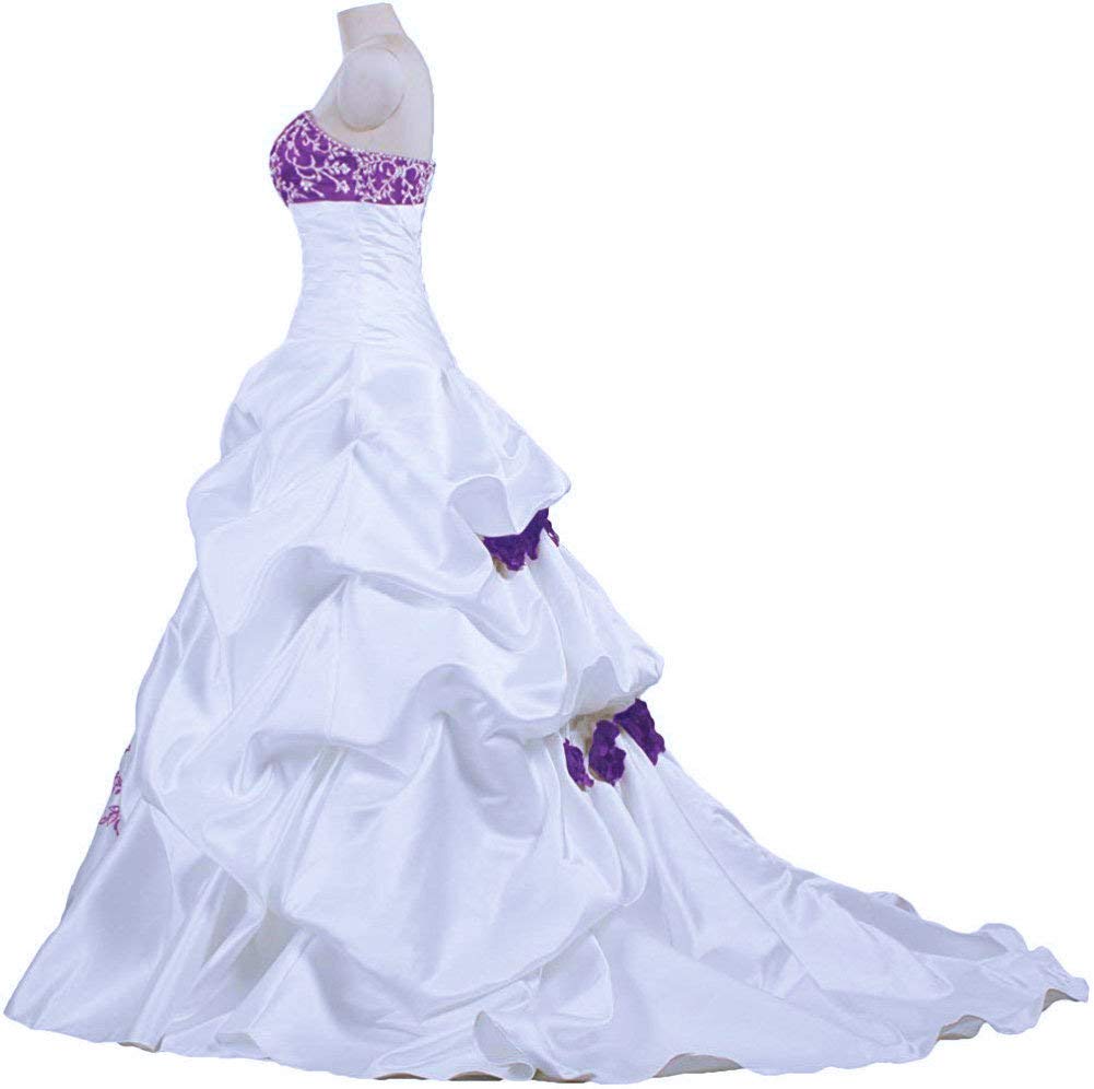 Élégant Bustier Broderie Robe de Mariée en Taffetas et Organza - A-Ligne Longue Nuptiale pour Femmes