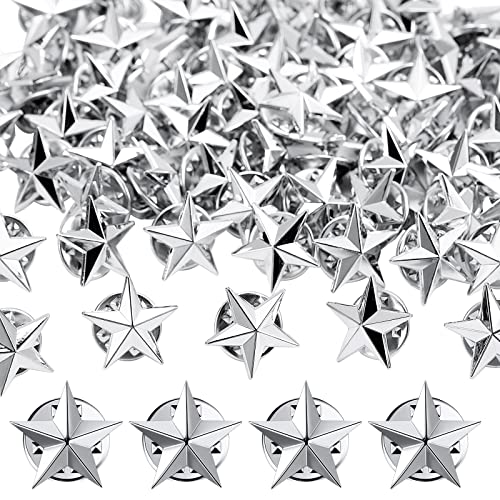 Fumete 100 Pcs Star Lapel Pins Veterans Day Star Pins Military Award Labor Day Brooches for Backpacks Hats Costume Decoration
