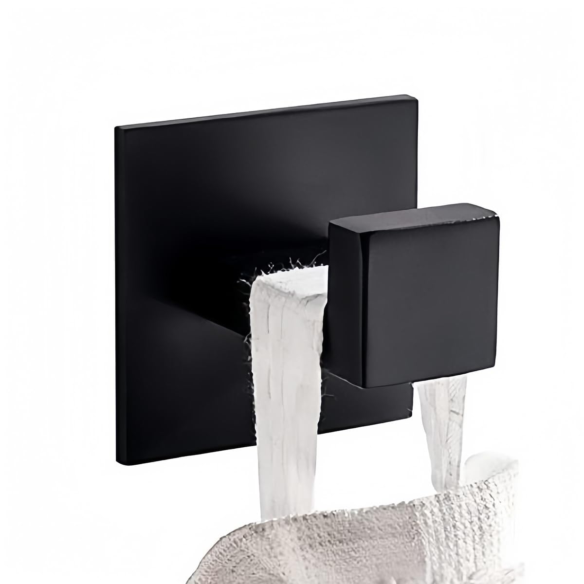 Gancho Cuadrado para Toallas Resistente y Estable Gancho de Puerta Autoadhesivo de Acero inoxidable 304 Ganchos de Pared Impermeables para Accesorios de Cocina y Baño (Negro, 4 unit)