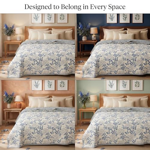 Image of BSB HOME 280 GSM Reversible Dohar for Double Bed, Ultra Soft Microfiber AC Blanket, Lightweight All Season Blanket, Breathable, Skin Friendly, 85 x 88 Inches (216 x 224 cm) - Dusty Blue