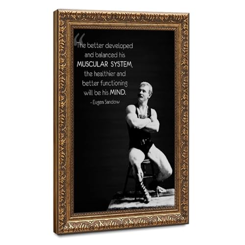 Affiche de citation Eugen Sandow sur toile haut de gamme avec cadre doré rétro