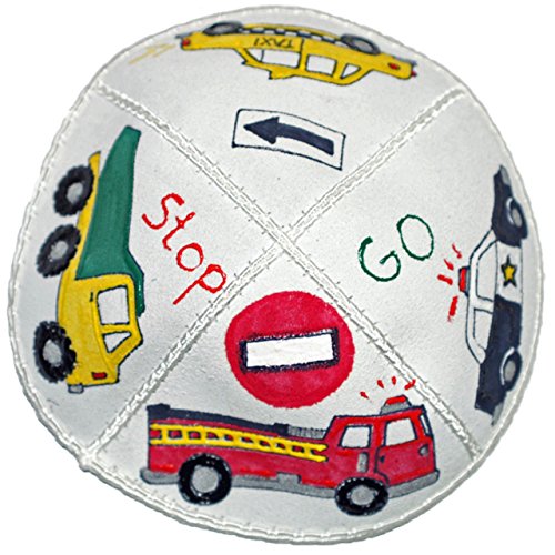 Hand-painted Kippah (Yarmulke) with Cars - Main Image