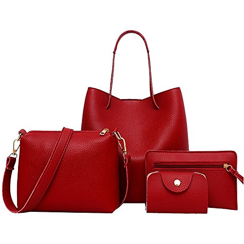 Preisvergleich Produktbild PinzhiFrauen Handtasche Schulter Messenger Ledertasche Geldbeutel Taschen Totes (rot)