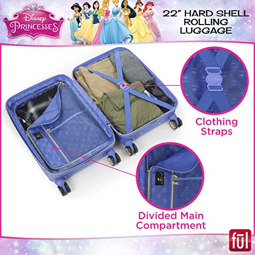 Ful Disney Princess Cinderella Carry-On Rolling Suitcase, Hardside Travel Luggage With Spinner Wheels, 22 Inches, Blue #TOP3