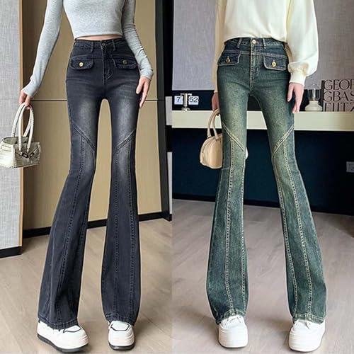 Autumn and Winter high Waisted Micro Flared Jeans, Thickened and Slim fit, Women's Jeans3