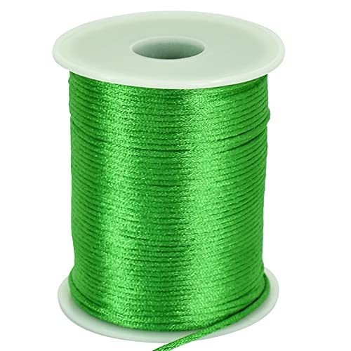 TONIFUL Nylon String Satin Cord for Necklace Bracelet Beading 2mm Green