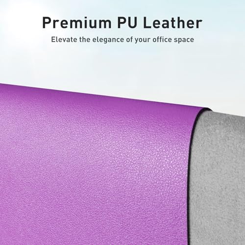 Image of Aothia Faux Leather Desk Mat - Large Mouse Pad, Non-Slip PU Leather Blotter, Waterproof Writing Surface for Office and Home (Iris Violet, 47.2 inch x 23.6 inch)