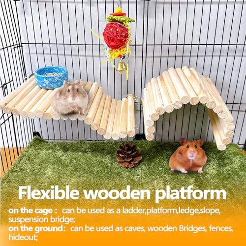 Image of 2Pcs Chinchilla Wood Ledge Hamster Wooden Flexible Platform Perch Climbing Toys Cage Accessories for Rat Mouse Sugar Glider Small Animal