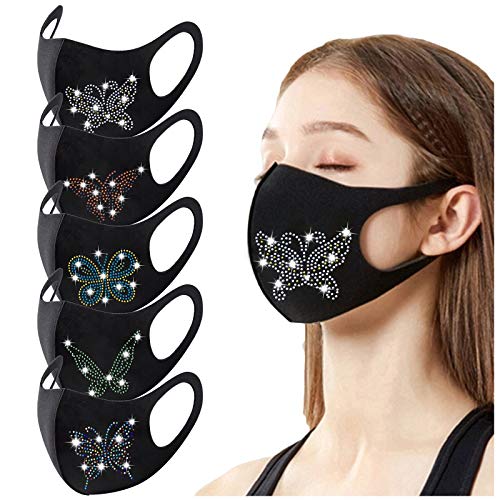  Faciales para Mujeres, 5 Piezas De Mariposa, Diamantes De Imitaci�n, Taladro, Mascarilla De Seda De Hielo para Vestido De Fiesta, Festival De Pub