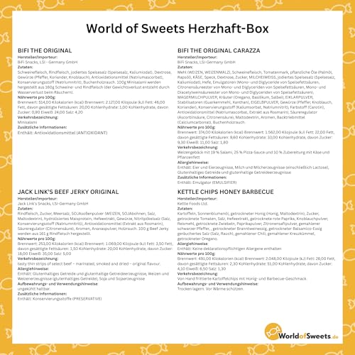 World of Sweets Herzhaft-Box, Snack-Geschenkbox mit Chips, Fleisch-Snacks und Knabbereien, 16 Produkte