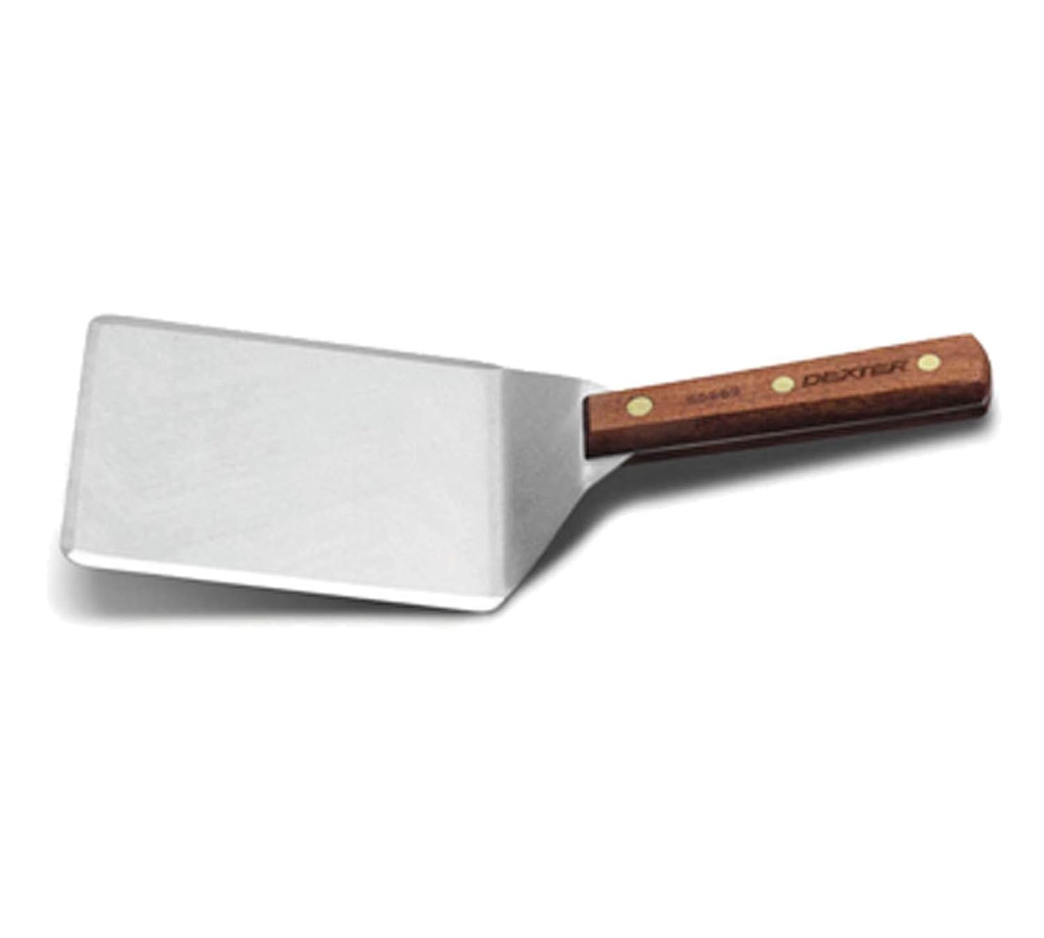 Dexter Russell 85869PCP Traditional 19800 Hamburger Turner, 6" x 5" Heavy Duty Stainless Steel Offset Beveled Blade with Balanced Triple Riveted Rosewood Handle, Grill Spatula, Made in USA