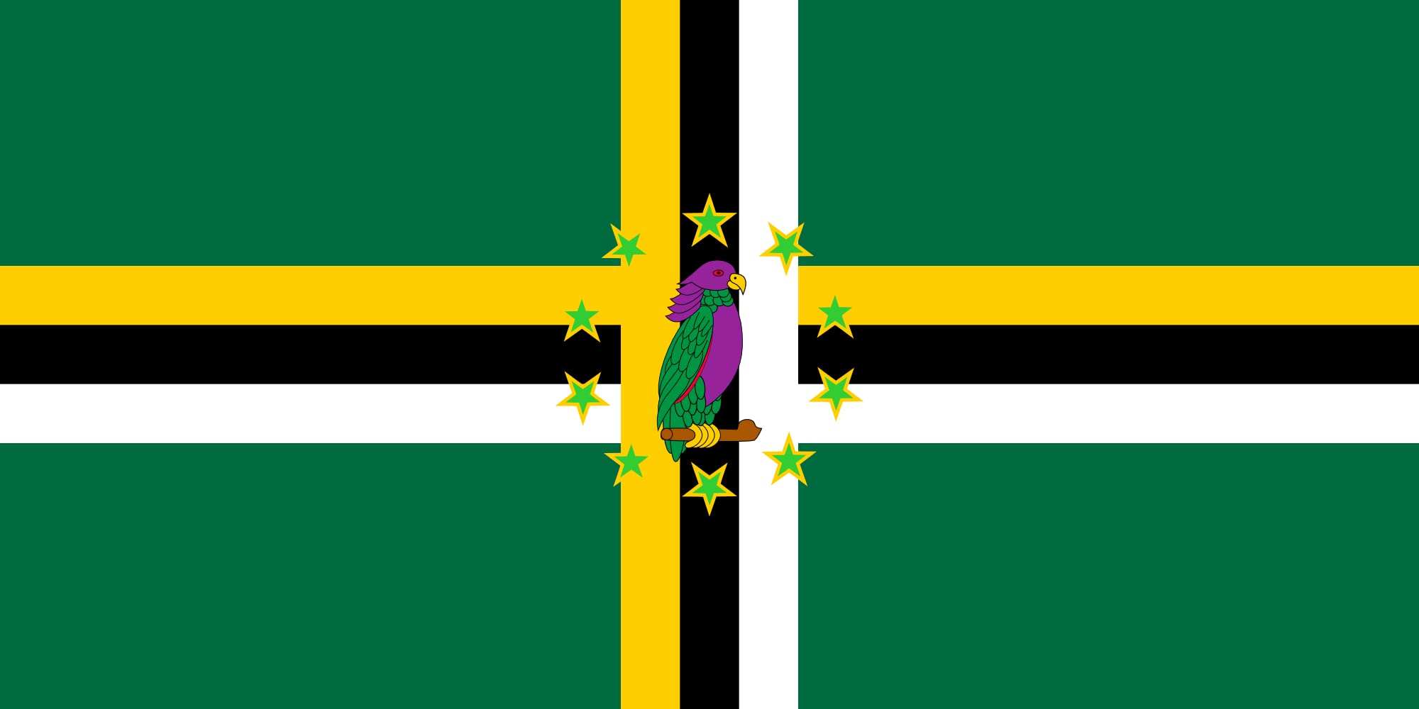 Drapeau XL Dominica 1981-1988 aux finitions haut de gamme et mailles denses