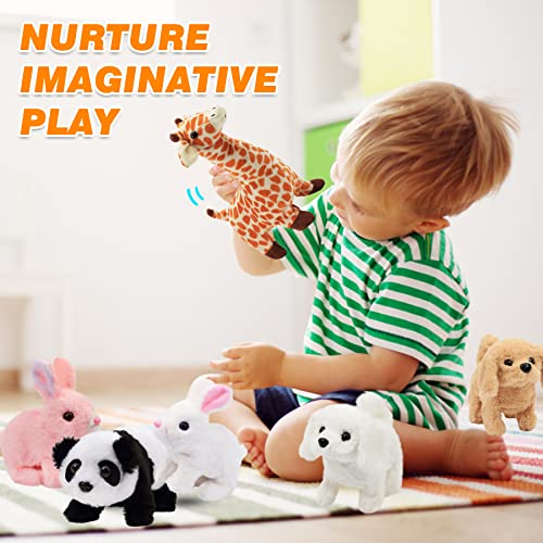 Hopearl Laufender Hund Golden Retriever Interaktiv Elektronisches Haustier Plüsch Spielzeug Welpe Wuff und Bewegend Animiert Nickender Kopf Geschenk für Kleinkinder Geburtstag, Braun, 18 cm