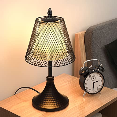 Timeflies Table Lamp For Bedroom - Bedside Lamps For Nightstand, Decorative Night Stand Lamp For Living Room Office，Black Metal Shade Lighting- Bulb Included #TOP6