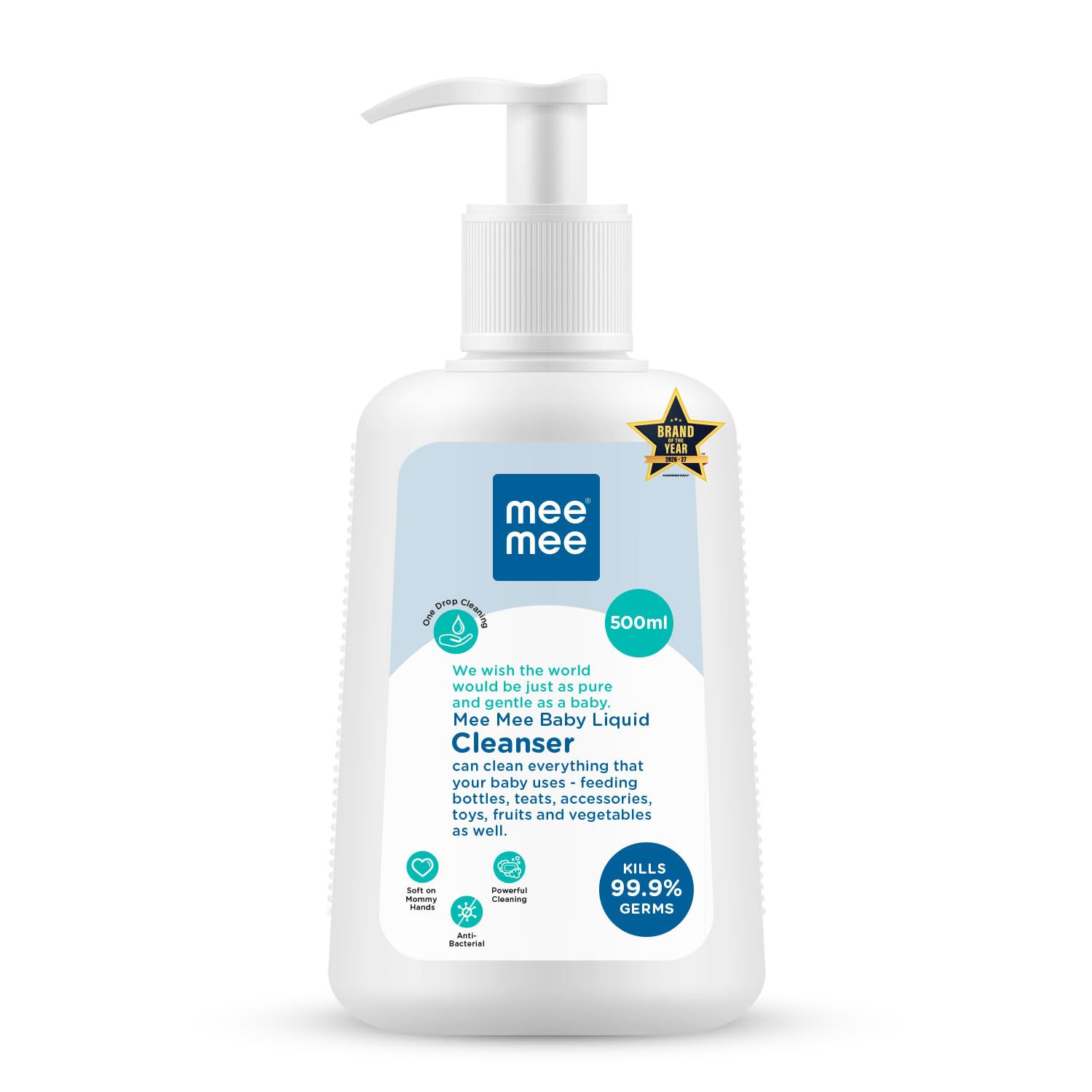 Mee Mee Baby Liquid Cleanser 500ml, Anti-Bacterial Kills 99.9% Germs | Cleanser for Bottles, Nipples, Accessories, Toys, Fruits & Vegetables | No Alcohol, One Drop Cleaning, Dermatologically Tested-image-19