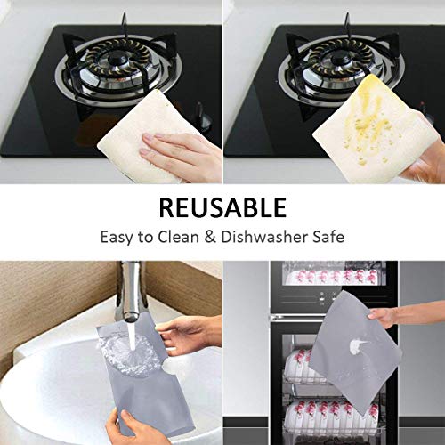 10 Pack Gas Stove Burner Covers, Non-Stick Stove Burner Liners,Gas Range Protectors, Stovetop Covers for Gas Burners Double Thickness 0.3mm Reusable & Dishwasher Safe(Black)