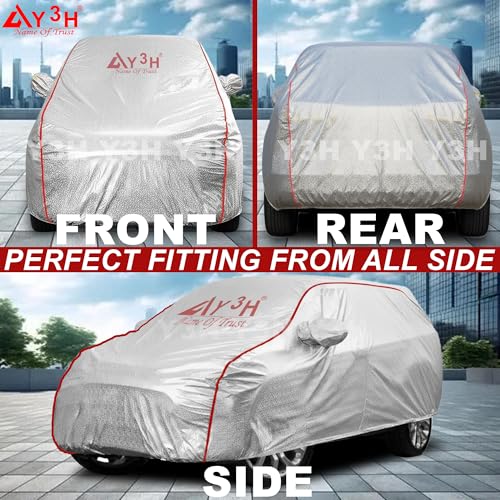 Image of 100% Waterproof Car Cover Compatible with Maruti Suzuki Ciaz | All Weather, Dust Proof, UV Protective with Mirror Pocket (Silver Magic)