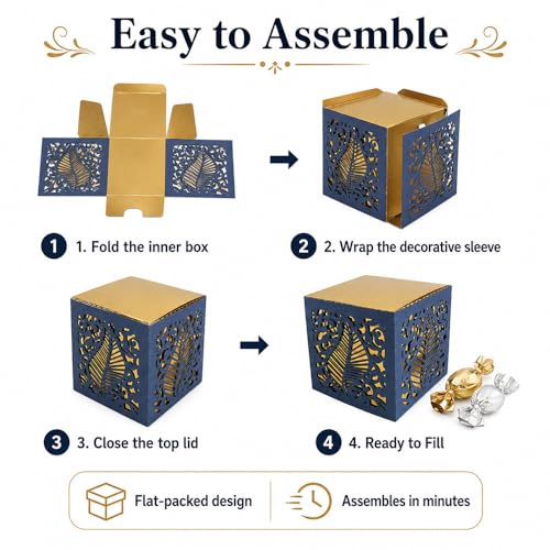 Boîtes à bonbons cube Codulu noires de 50 pièces pour invités - 2