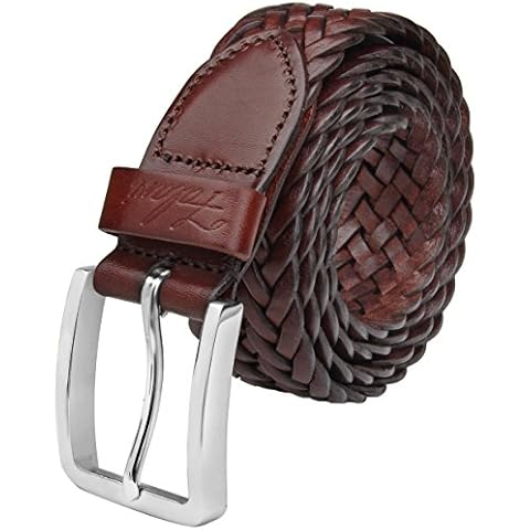Falari Men's Braided Belt 100% Genuine Leather Brown 38-40 9007-RBN-L Cover