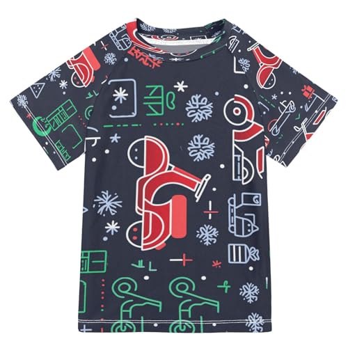 Boys Short Sleeve T-Shirts Nordic Motorcycle Funny Rashguard Kids Swim Shirts Sun UPF 50+ Multicoloured