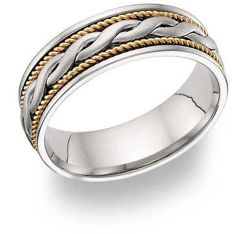 14K Two-Tone Gold Braided Wedding Band Ring