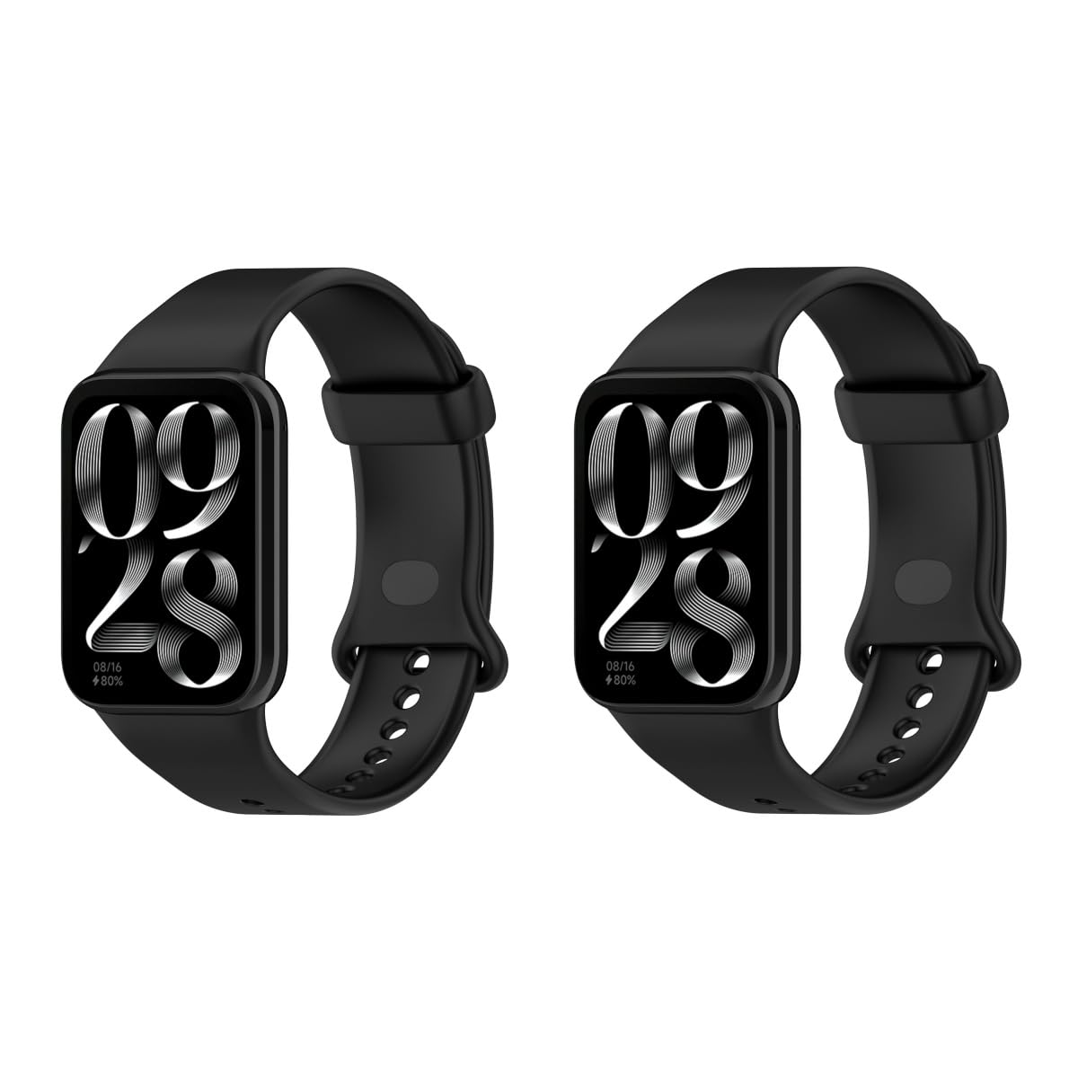 2 Pack Replacement Straps Compatible with Xiaomi Smart Band 9 Pro Strap, Soft Silicone Sports Watch Strap Wristbands for Women Men (Black+Black)