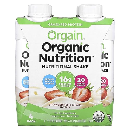 ORGAIN Organic Strawberries and Cream Nutri Shake 4 Pack, 11 FZ