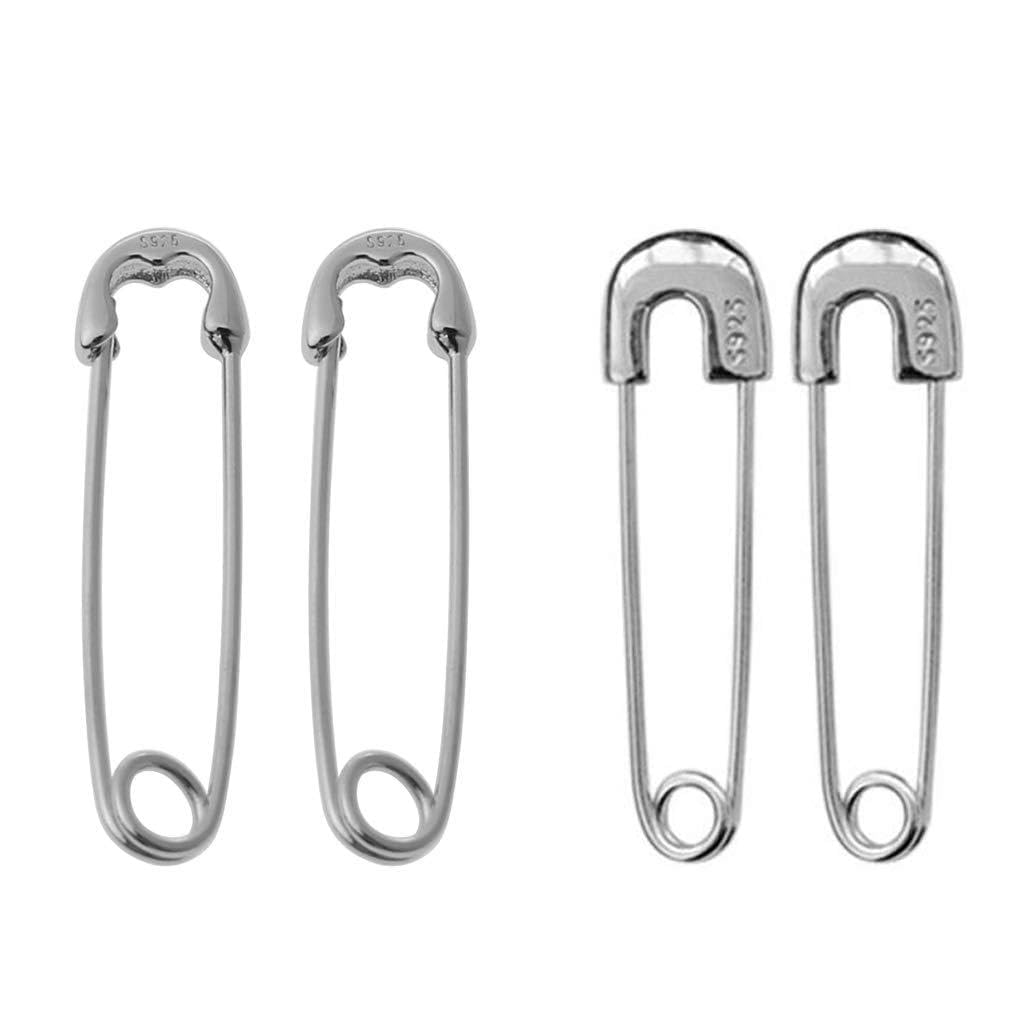 VIccoo Fashion Earrings, Punk Sterling Silver Safety Pin Stud Earrings Ear Threader Studs Jewelry Unisex - Silver
