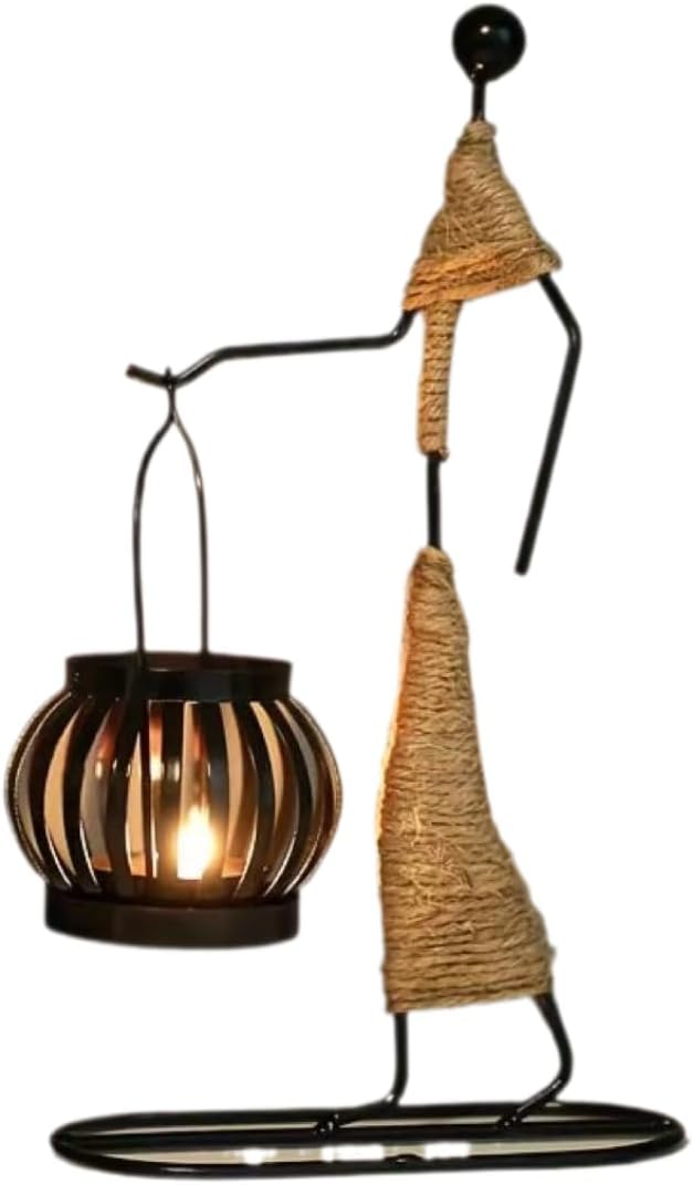 Iron Rope Human-Shaped Candlestick Nordic Style Art Desktop Ornament Romantic Ambience Candle Holder Free Matching Candles