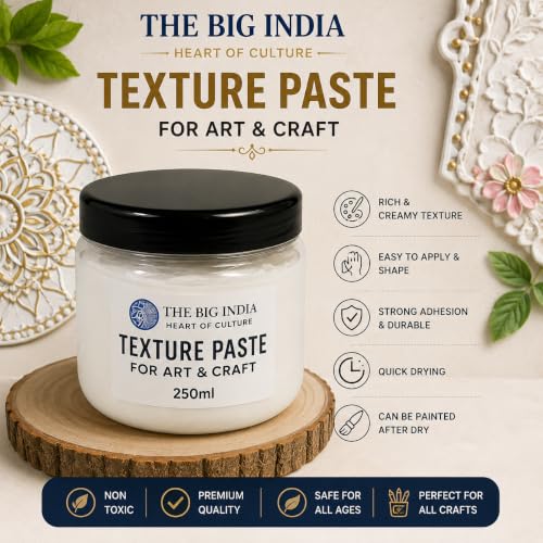 Image of Texture Paste for Art & Craft - 250ml | White Matte Finish | Perfect for 3D Texture Art, Stenciling, and Customizable Art | Ideal for Mixed Media, Canvas, MDF, Wall Art & DIY Projects, acrylic painting
