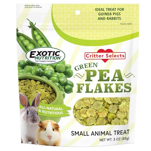 Exotic Nutrition Green Pea Flakes 3oz. - Healthy & Unique Treat - Rat, Degu, Prairie Dog, Chinchilla, Hedgehog, Parrot, Guinea Pig, Rabbit, Hamster