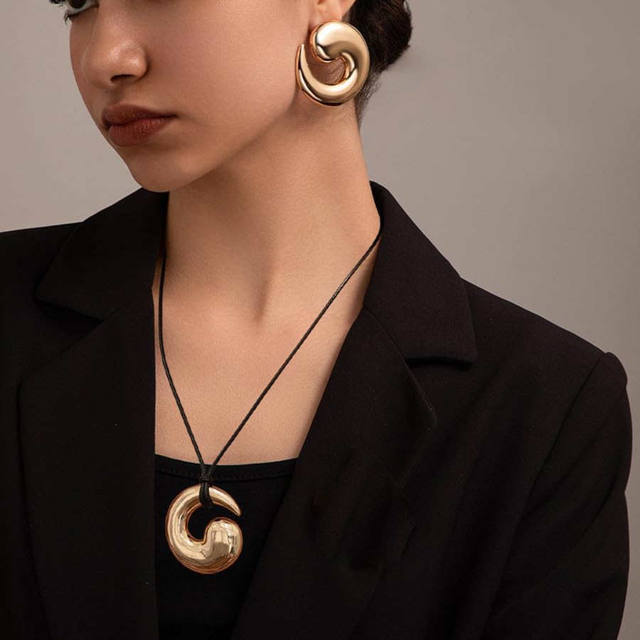 Statement Earrings for Women Spiral Earring Large Swirl Earrings Gold Chunky Earring Geometric Trendy Statement Jewelry for Women - Image 3