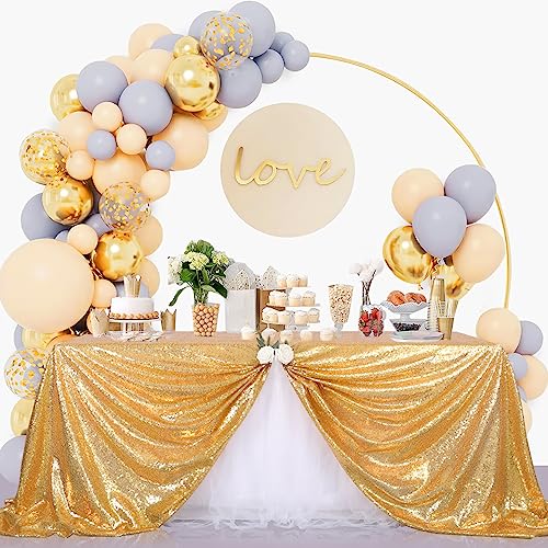 B-Cool Gold Sequin Tablecloth Sparkly Table Cloth 60X102 Inches Seamless Rectangle Classy Elegant Tablecloth For Christmas Halloween Theme Party Sparkly Table Decorations #TOP4