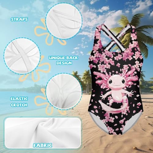Image of Kids One Piece Swimsuit for Girls 5-14 Years Old Pretty Secure and Comfortable